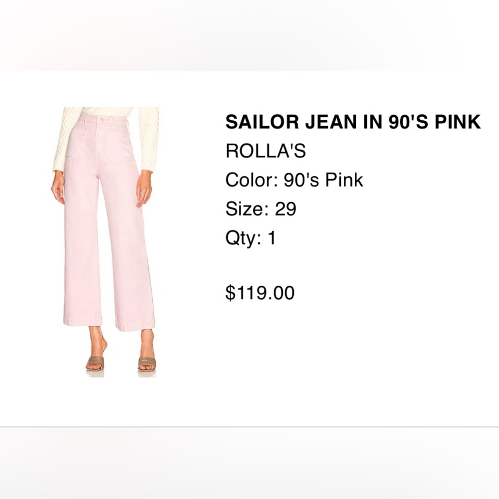 Rollas High Waisted Pink Sailor Jeans